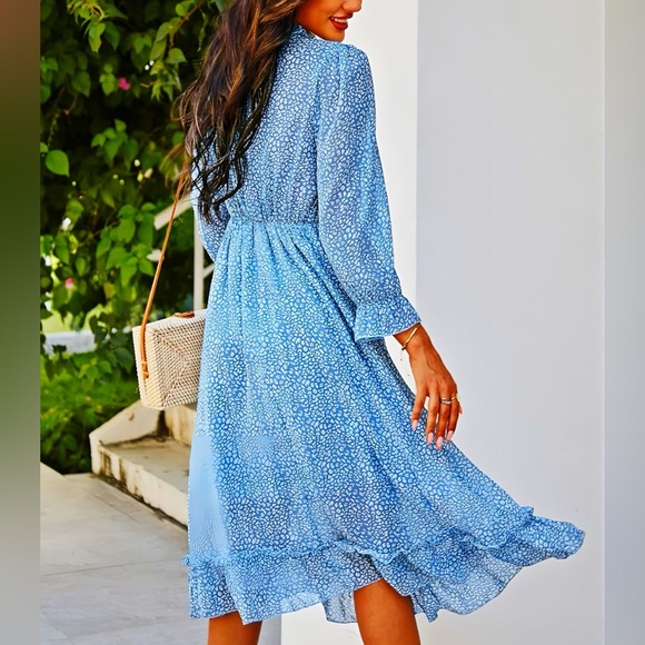 Ruffle Dot Print Dress LARGE - Picture 2 of 12